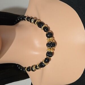 Trifari Black & Gold Bead Bracelet
